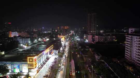 三亚湾胜利路夜景航拍