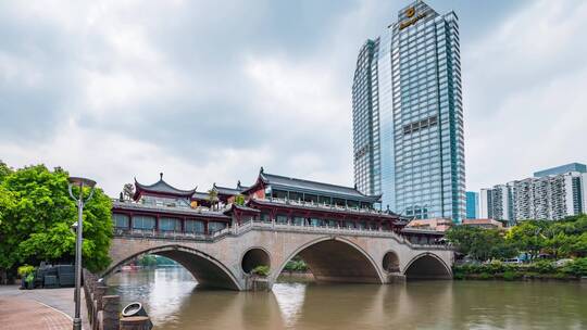 安顺廊桥_成都香格里拉大酒店_日景延时视频素材模板下载