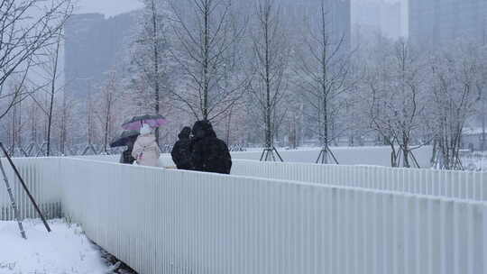 武汉江汉区菱角湖公园雪景