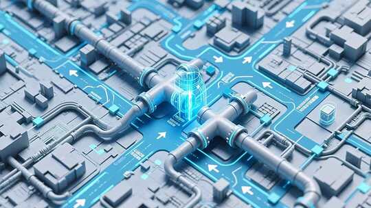 科技感3D城市网络线路模型