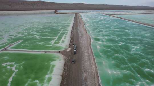 青海茫崖翡翠湖盐湖高空航拍