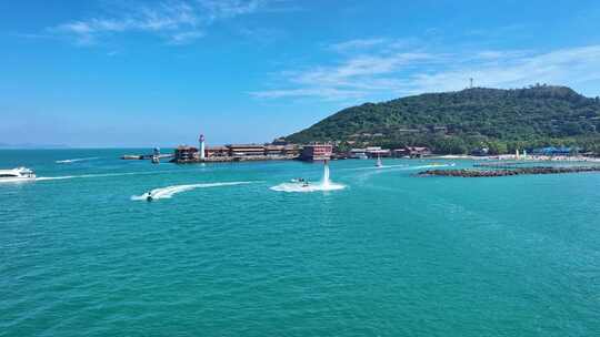 海南陵水分界洲岛海岛旅游水上运动航拍视频素材模板下载