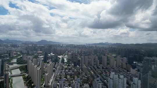 航拍温州鹿城区温州大景