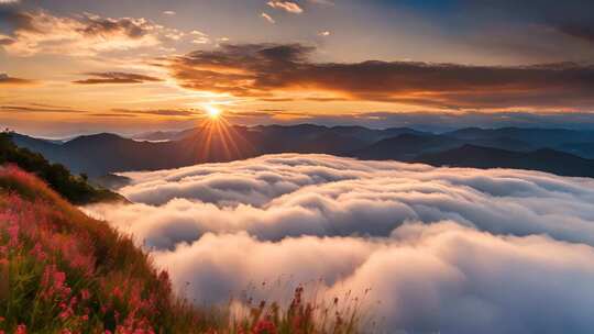 山间云海日出美景