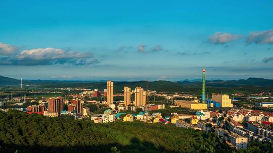 辽宁铁岭市区城市风景日落黄昏延时摄影