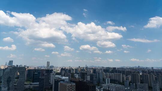 杭州城市上空变化无穷蓝天白云延时