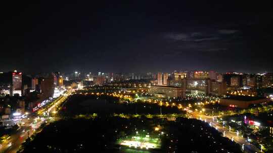 航拍江西宜春市政府夜景