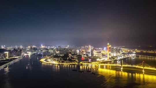 澳门夜景灯光航拍延时8K