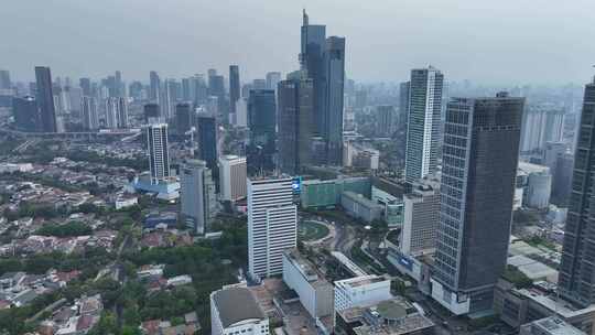 原创 印尼雅加达城市天际线高楼航拍风光视频素材模板下载