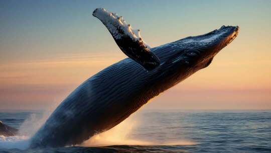 海面跃起的鲸鱼素材