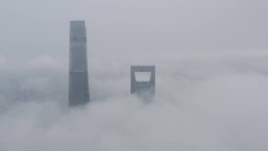 【4K-Dlog】上海陆家嘴世纪大道平流雾穿云视频素材模板下载