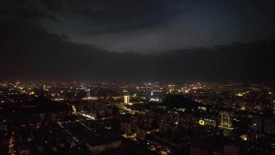 山东济南经十路夜景航拍