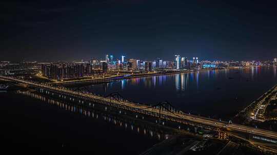 杭州彭埠大桥夜景延时视频素材模板下载