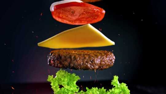 汉堡制作升格拍摄汉堡展示西餐