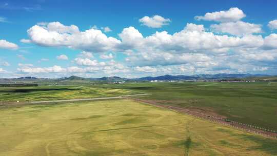 航拍丰宁坝上草原大汗行宫景区 草原风景