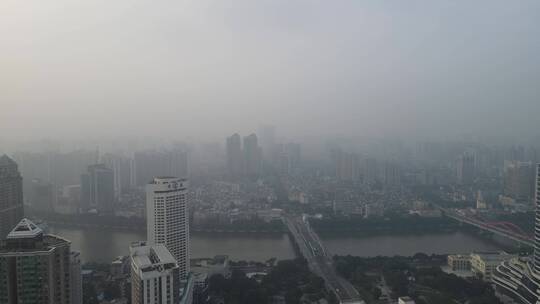 晨雾中的广州海珠视频素材模板下载