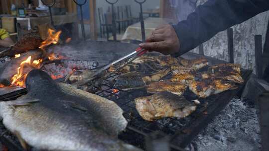 美食街烤鱼视频素材模板下载