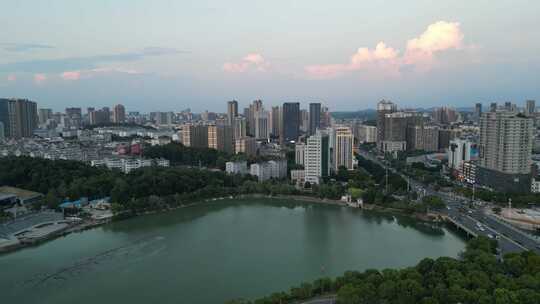 航拍湖北咸宁城市风光咸宁建设