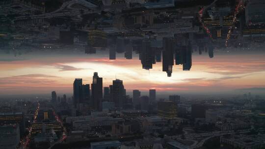城市的镜像天际线视频素材模板下载