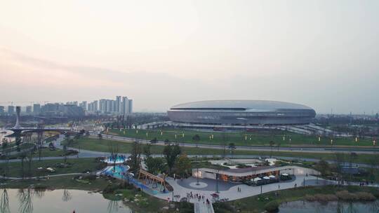 成都东安湖夕阳航拍【5k合集】视频素材模板下载