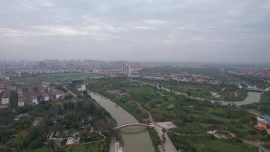 河北沧州南运河百狮公园航拍