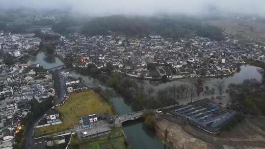 安徽宏村徽派建筑群航拍