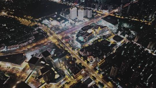 福州宝龙广场商圈夜景航拍