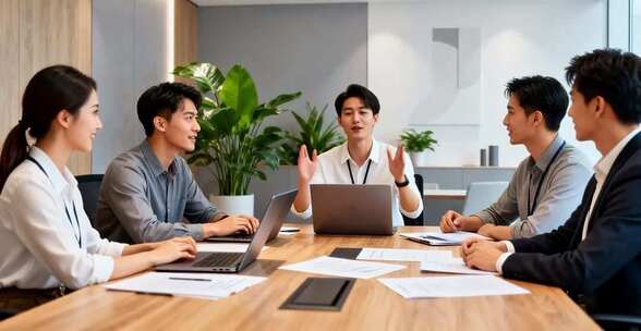 白领团队会议室开会场景