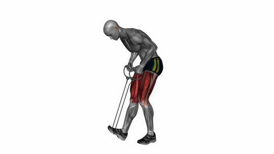 人体站立时腿筋和小腿拉伸健身锻炼3D演示