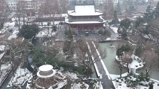 洛阳白马寺齐云塔寺院航拍雪景冬季