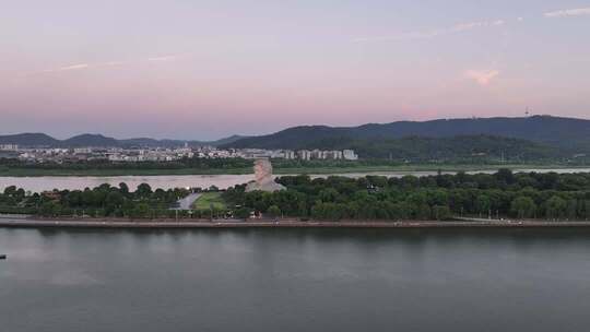 长沙橘子洲景区橘子洲大气航拍