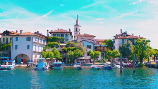 欧洲意大利湖边小镇
