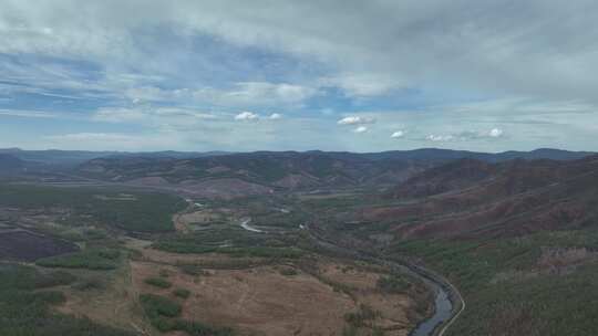 航拍初夏大兴安岭风景