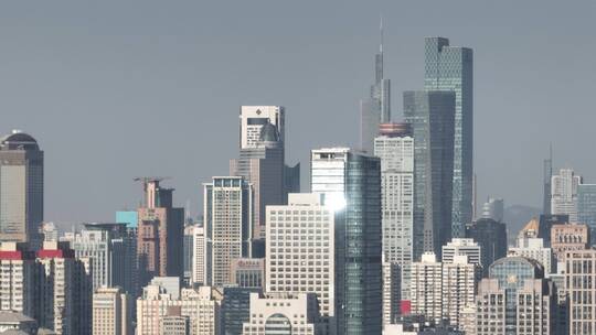 南京标志性建筑长焦航拍紫峰大厦