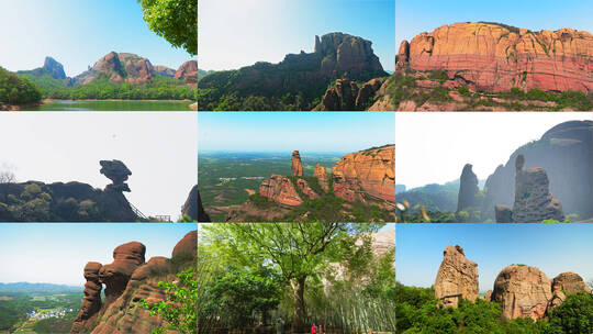 4K江西上饶丹霞龟峰景区航拍与内景合集高清在线视频素材下载