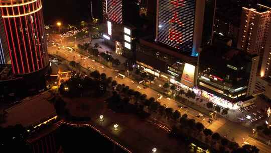 武汉西北湖商圈交通车流夜景航拍