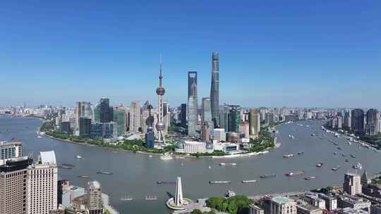 上海陆家嘴CBD黄浦江航拍