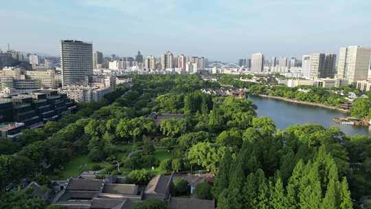 航拍浙江宁波天一阁月湖景区视频素材模板下载