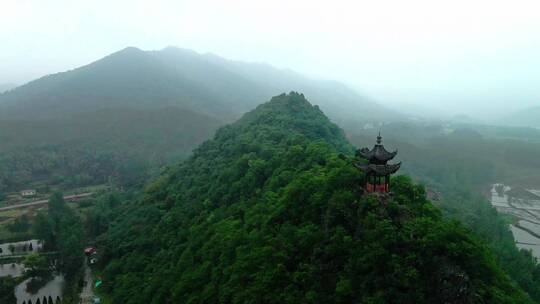 航拍 县城 山 亭子 狮子山