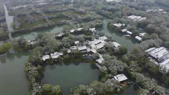 杭州西溪湿地雪景航拍