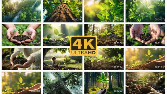 4K希望植树节森林树苗成长参天大树1高清在线视频素材下载