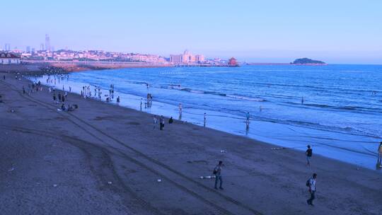 青岛滨海沙滩景区全景风光