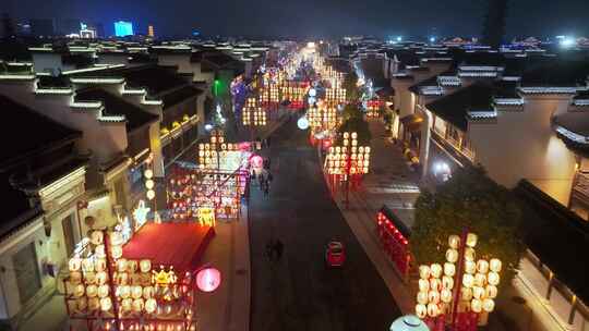 龙型彩灯建筑夜景灯光璀璨 芜湖 鸠兹古镇