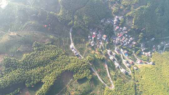 杭州富阳安顶山山村风景航拍