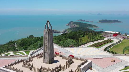 浙江台州大陈岛垦荒纪念碑视频素材模板下载