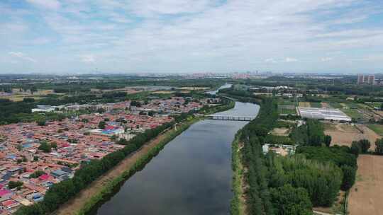 航拍北京恢复生机的凉水河通州段