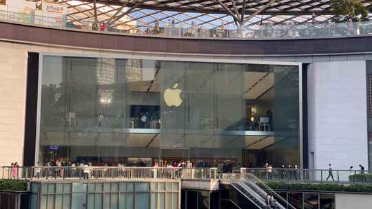 苹果商店 延时直营店人来人往广州天环广场