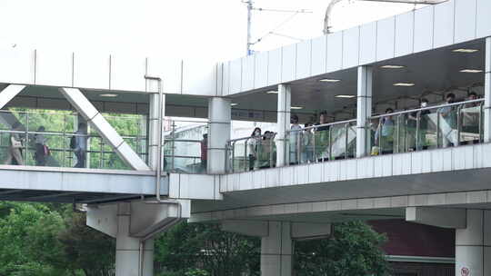 慢镜头 上海地铁站人流