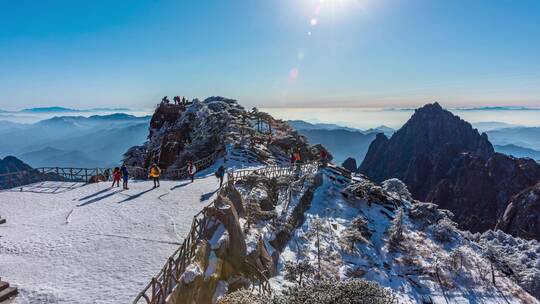 黄山光明顶冬季雪景风光6K延时