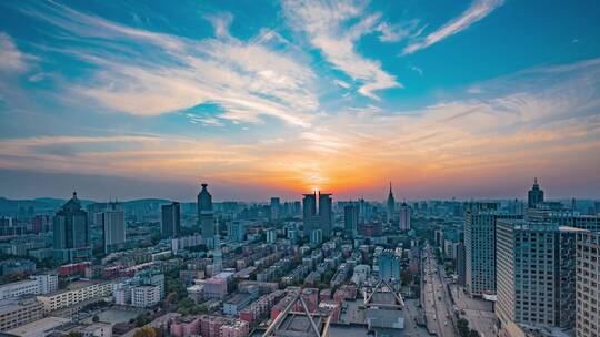 济南市中区经四路夕阳延时8K